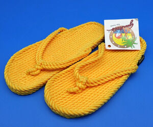 Rope Sandals Gurkee's Tobago Women's 7.5-8 Yellow Flip Flops 100% Poly NWT